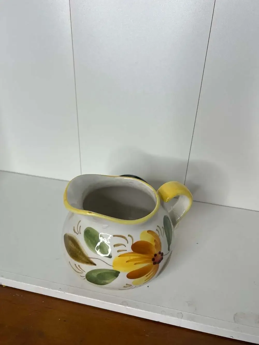 Vintage Hand Painted Floral Ceramic Pitcher Made in Italy for FTD